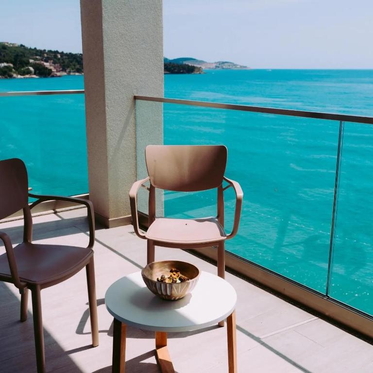 Terrace overlooking the Adriatic at Wave Montenegro